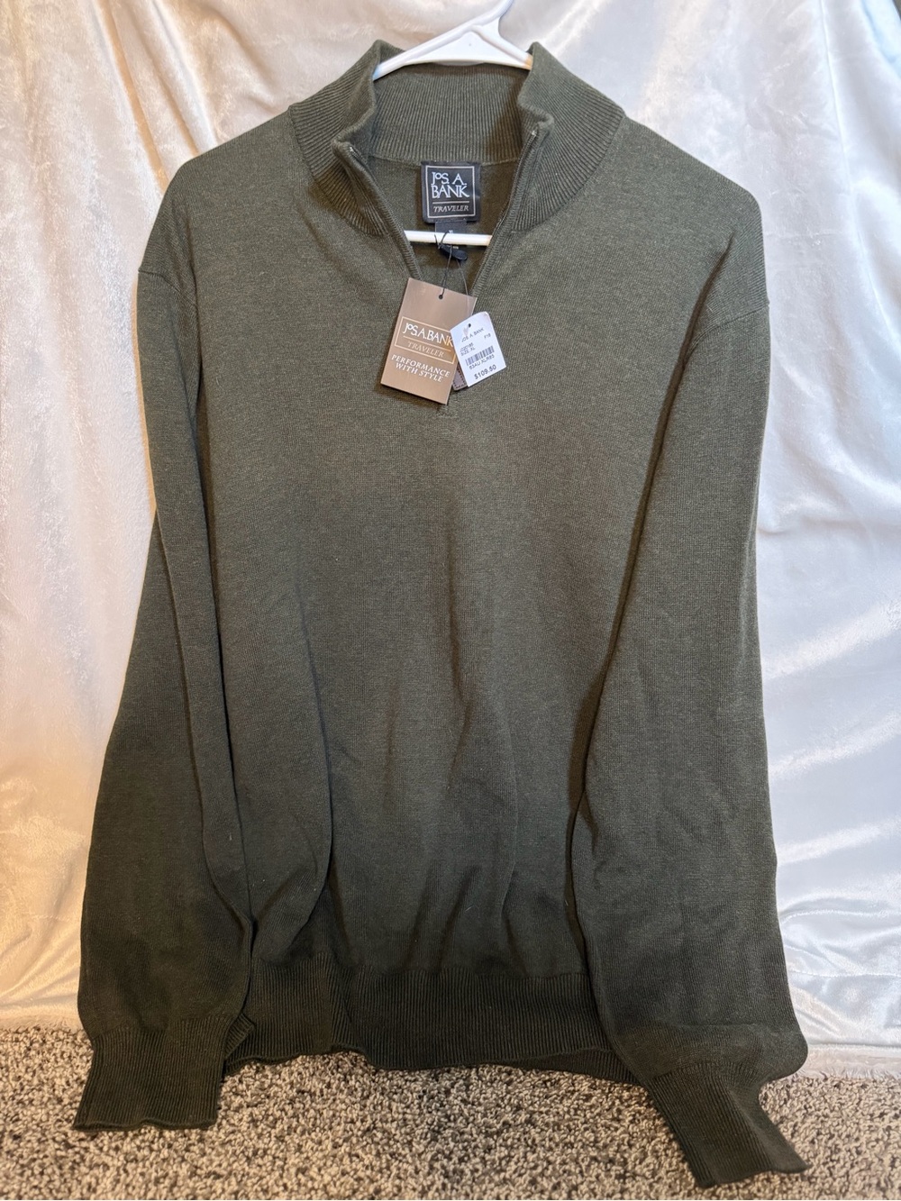 Jos. A. Bank Olive Green Half-Zip Sweater